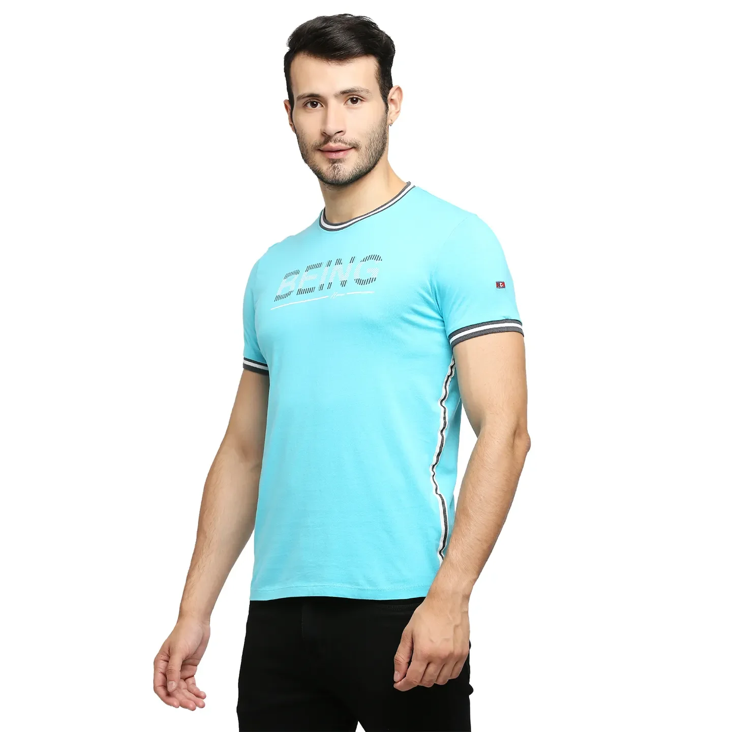 Scuba Blue Regular Fit Round Neck Men's T-Shirt by Being Human Clothing - Image 3