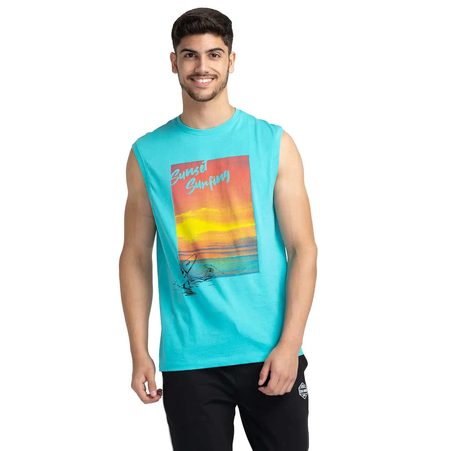 Sea Green Regular Fit Round Neck Men's T-Shirt by Being Human Clothing