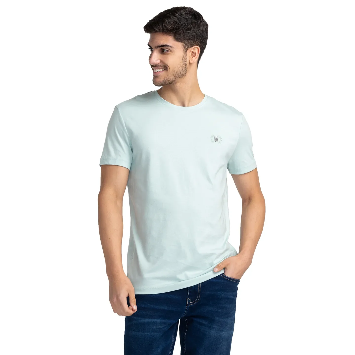 Sea Green Regular Fit Round Neck Men's T-Shirt by Being Human Clothing