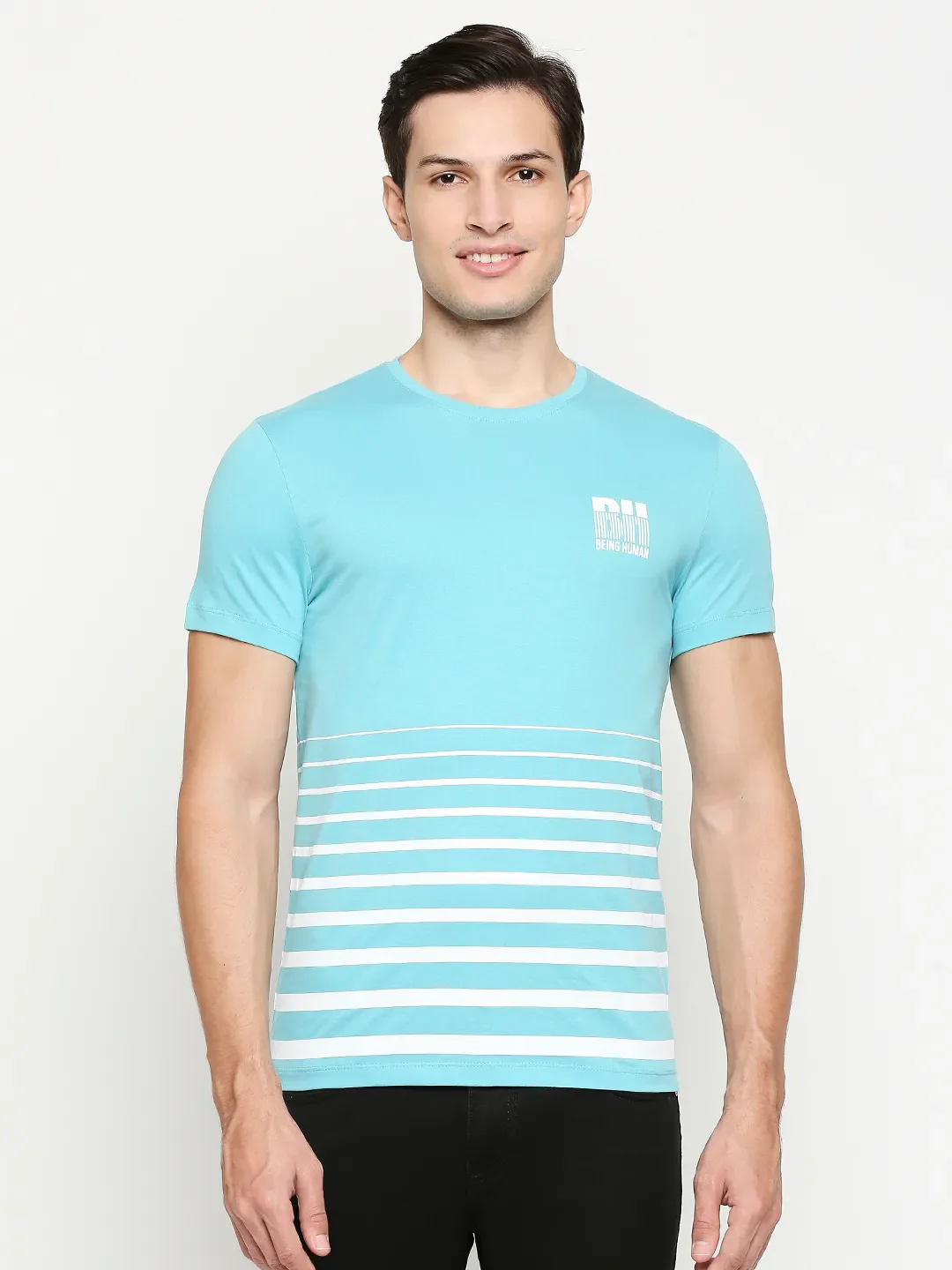 Blue Regular Fit Men's Short Sleeves T-Shirt by Being Human Clothing