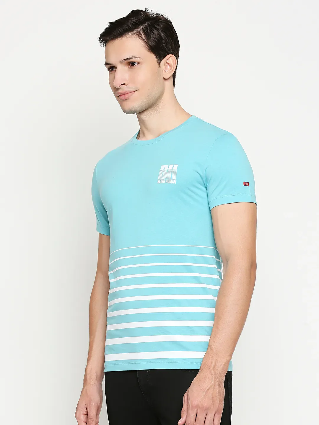 Blue Regular Fit Men's Short Sleeves T-Shirt by Being Human Clothing - Image 2