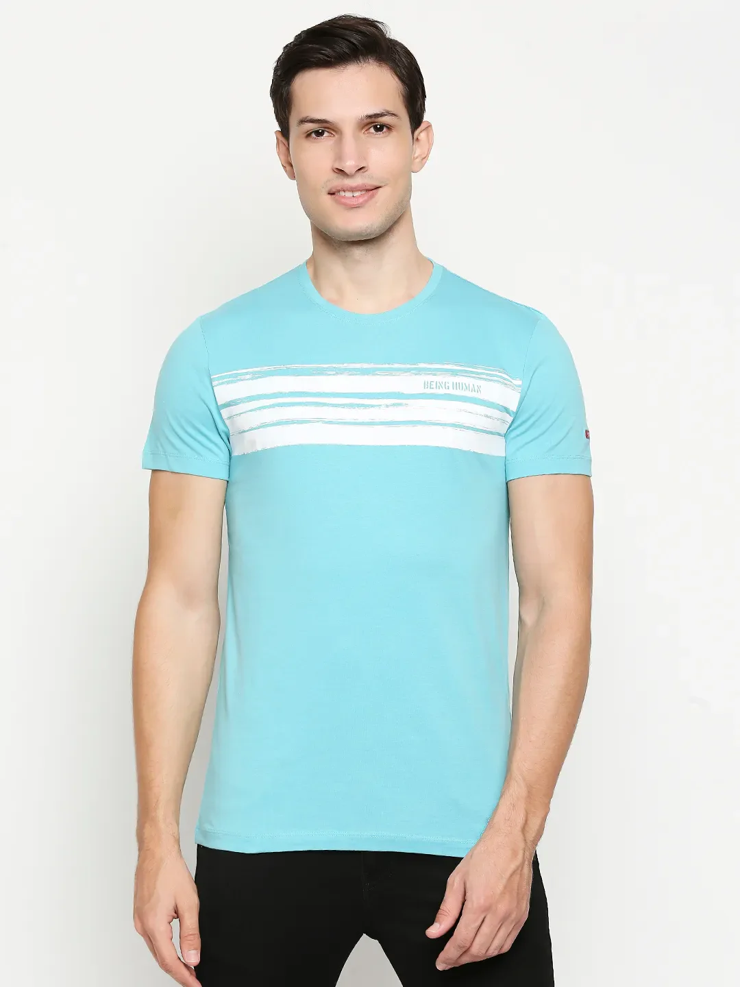Blue Regular Fit Men's Short Sleeves T-Shirt by Being Human Clothing