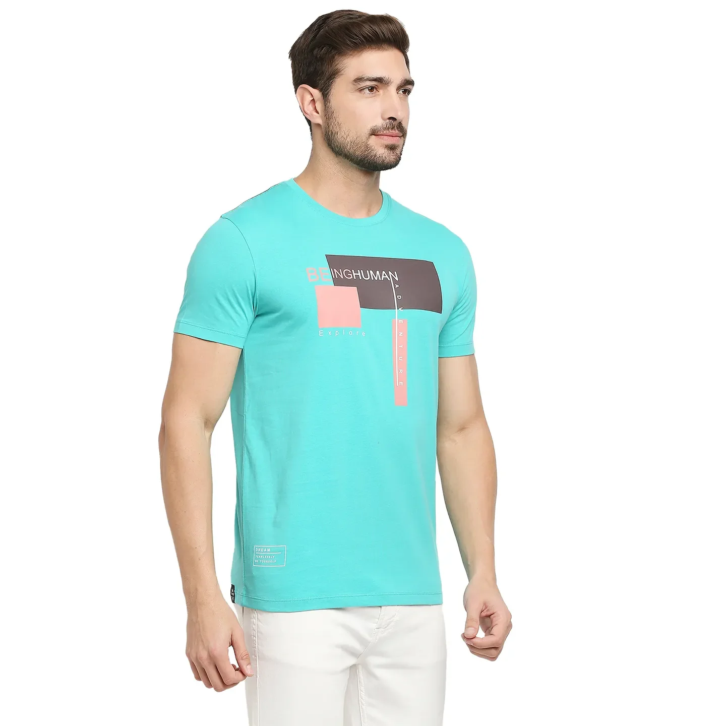 Blue Regular Fit Men's Short Sleeves T-Shirt by Being Human Clothing - Image 3
