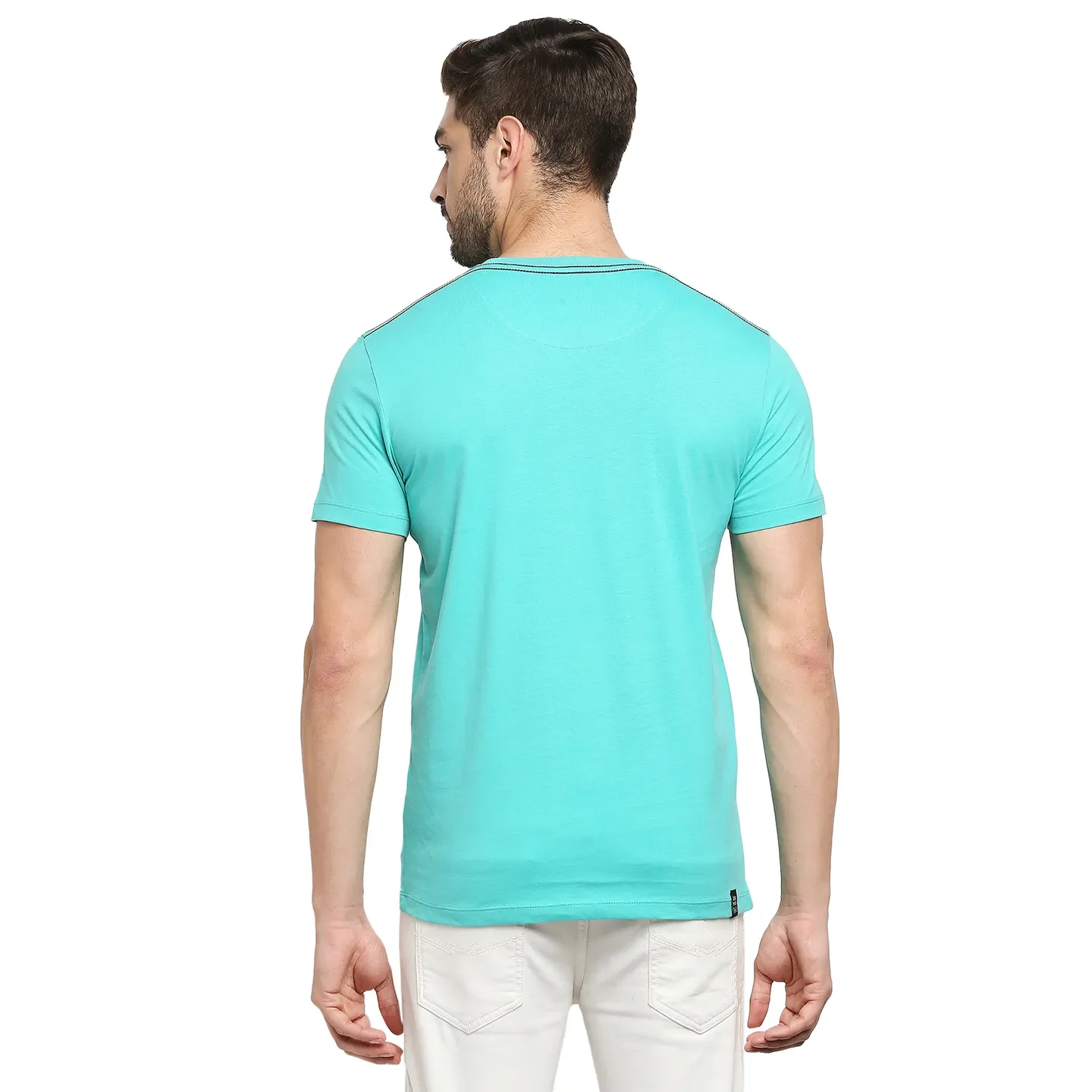 Blue Regular Fit Men's Short Sleeves T-Shirt by Being Human Clothing - Image 4