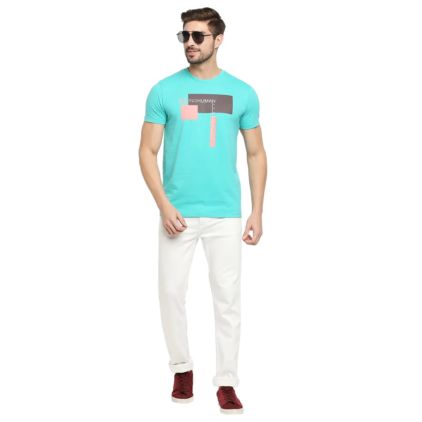 Blue Regular Fit Men's Short Sleeves T-Shirt by Being Human Clothing - Image 6