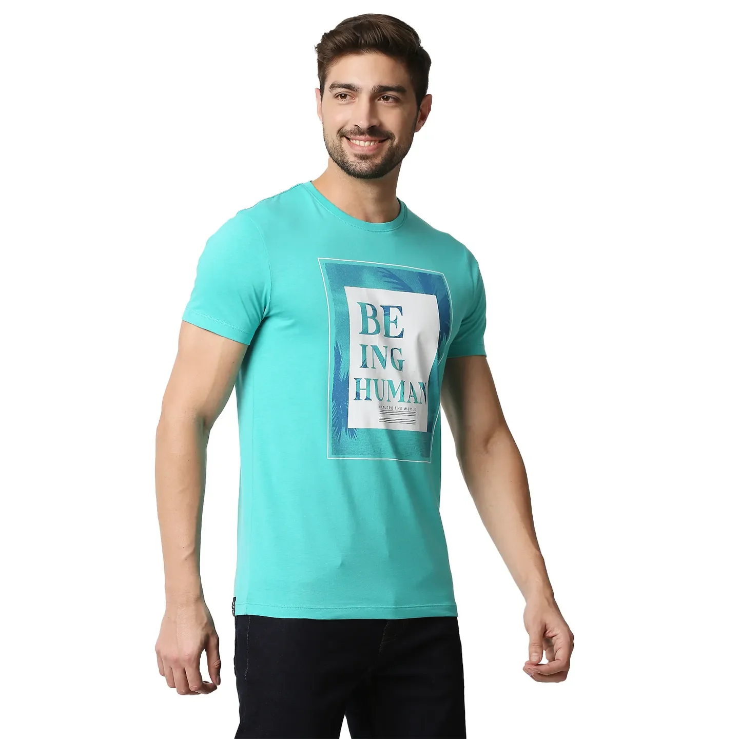 Blue Regular Fit Men's Short Sleeves T-Shirt by Being Human Clothing - Image 3