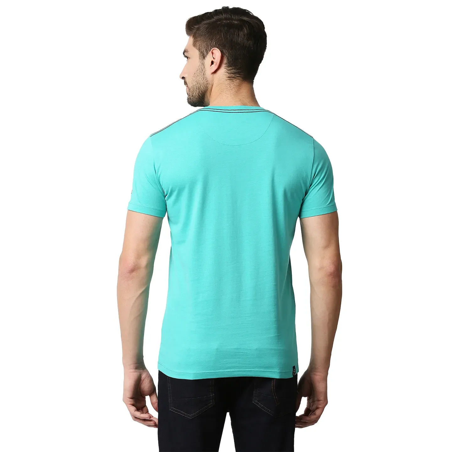 Blue Regular Fit Men's Short Sleeves T-Shirt by Being Human Clothing - Image 4