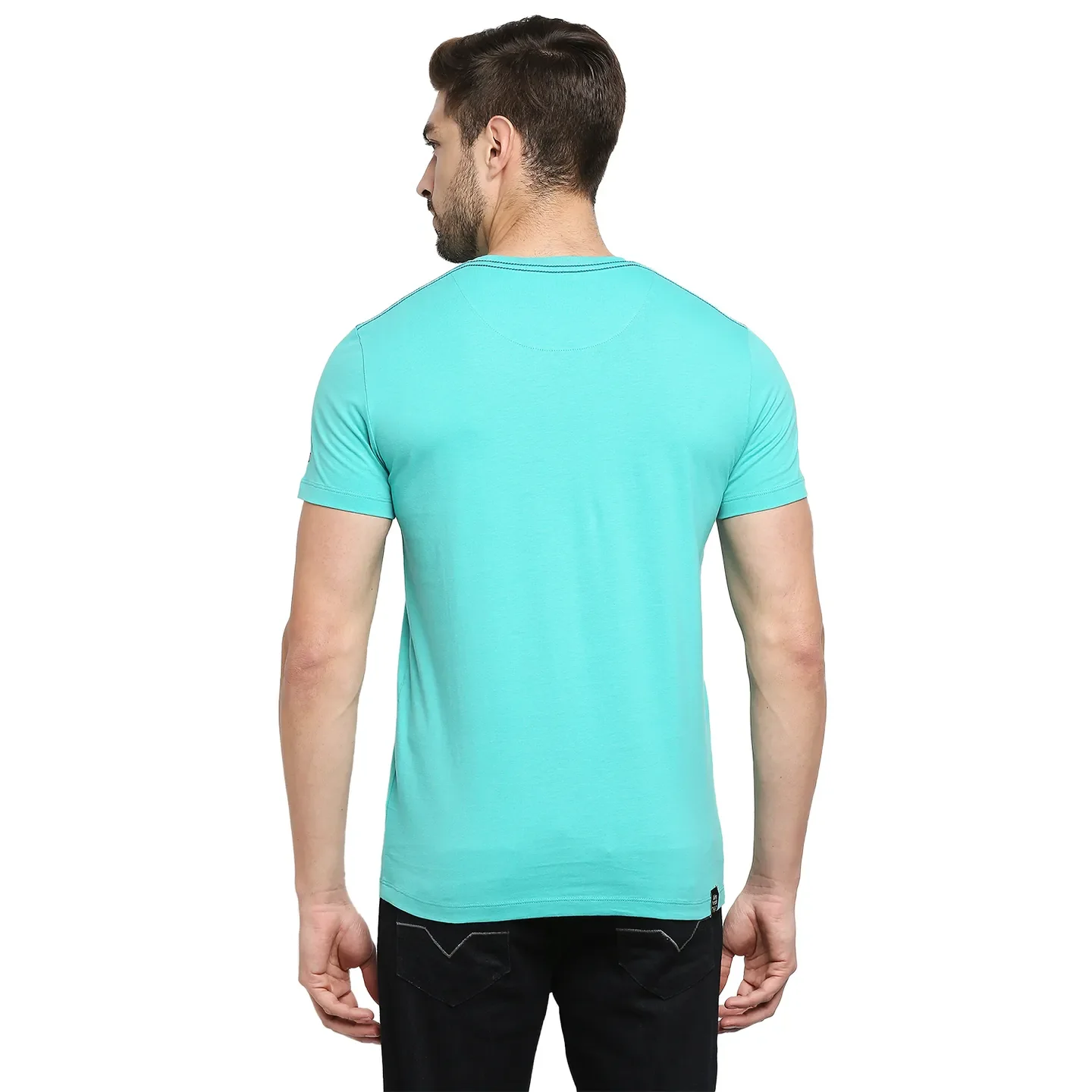Blue Regular Fit Men's Short Sleeves T-Shirt by Being Human Clothing - Image 4