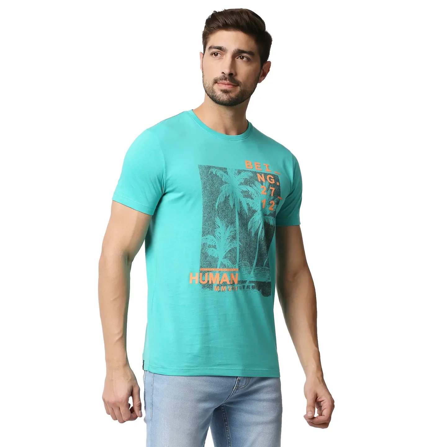 Blue Regular Fit Men's Short Sleeves T-Shirt by Being Human Clothing - Image 3