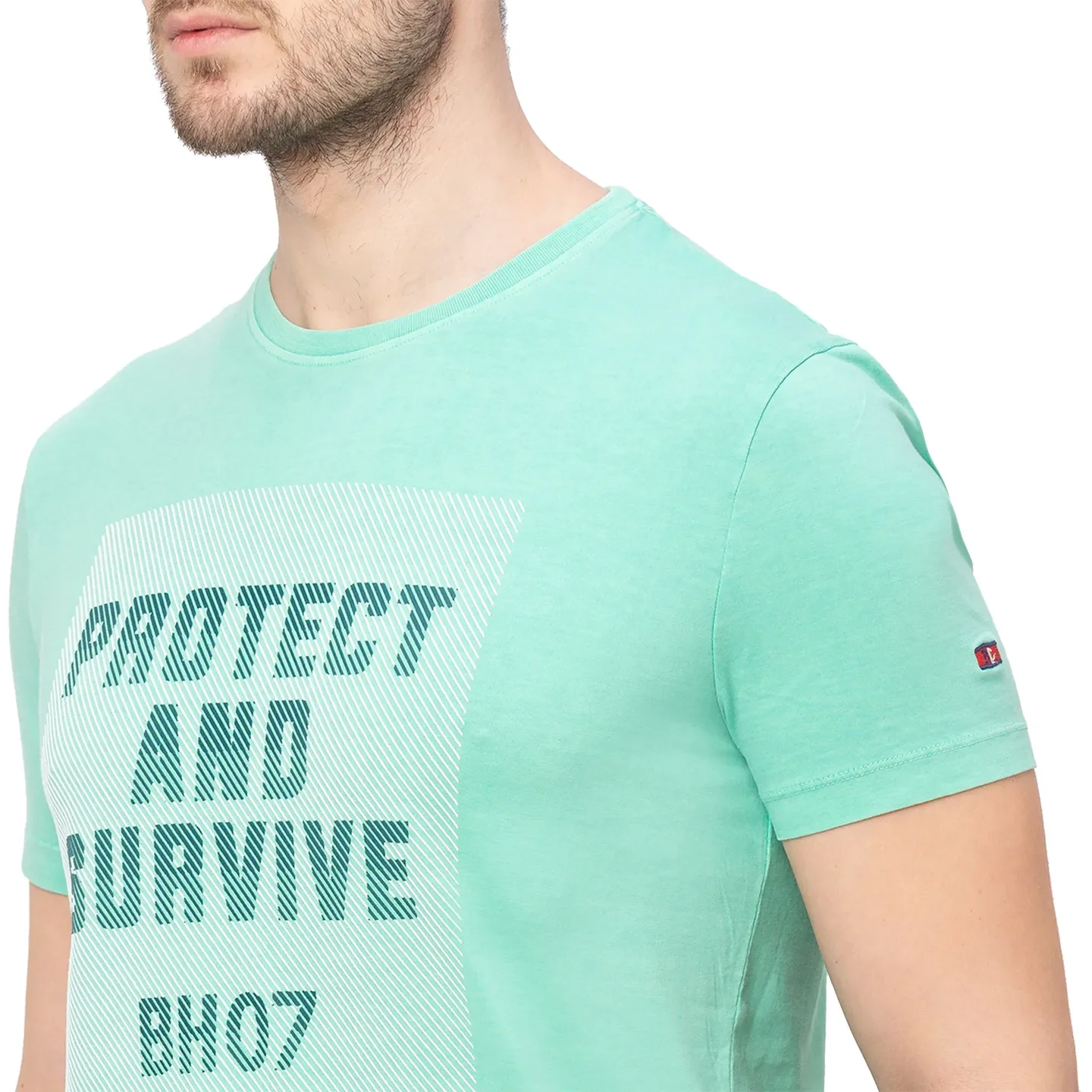 Sea Foam Regular Fit Round Neck Men's T-Shirt by Being Human Clothing - Image 4