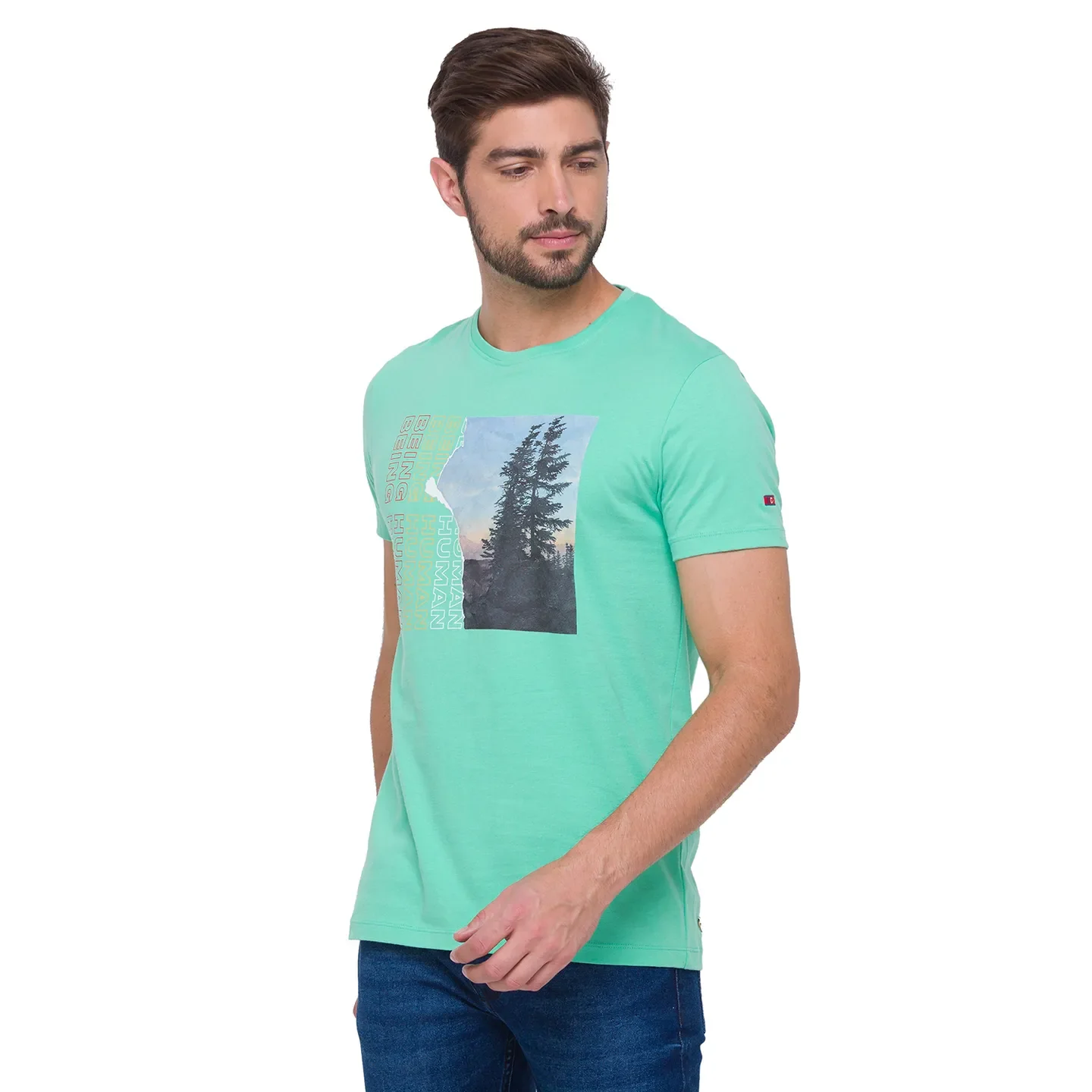 Sea Foam Regular Fit Round Neck Men's T-Shirt by Being Human Clothing - Image 2