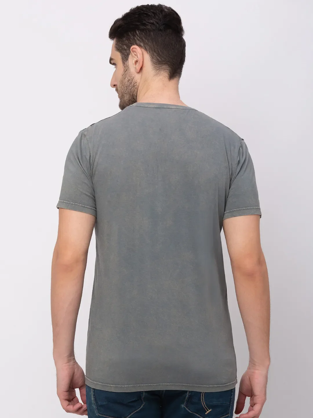 Grey Regular Fit Round Neck Men's T-Shirt by Being Human Clothing - Image 2