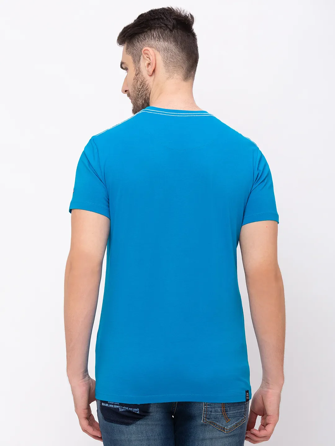 Sharp Blue Regular Fit Round Neck Men's T-Shirt by Being Human Clothing - Image 6