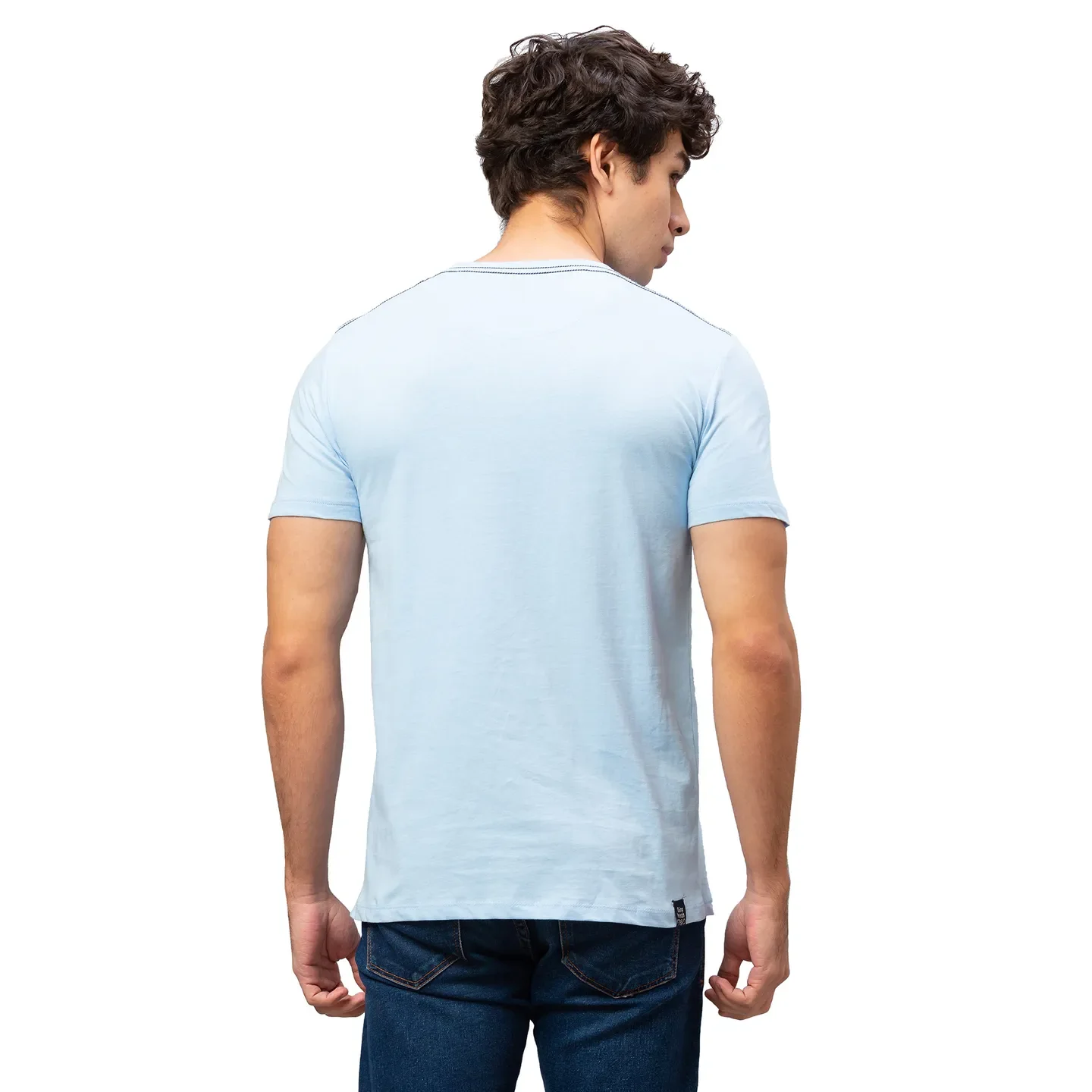 Blue Regular Fit Men's Short Sleeves T-Shirt by Being Human Clothing - Image 3