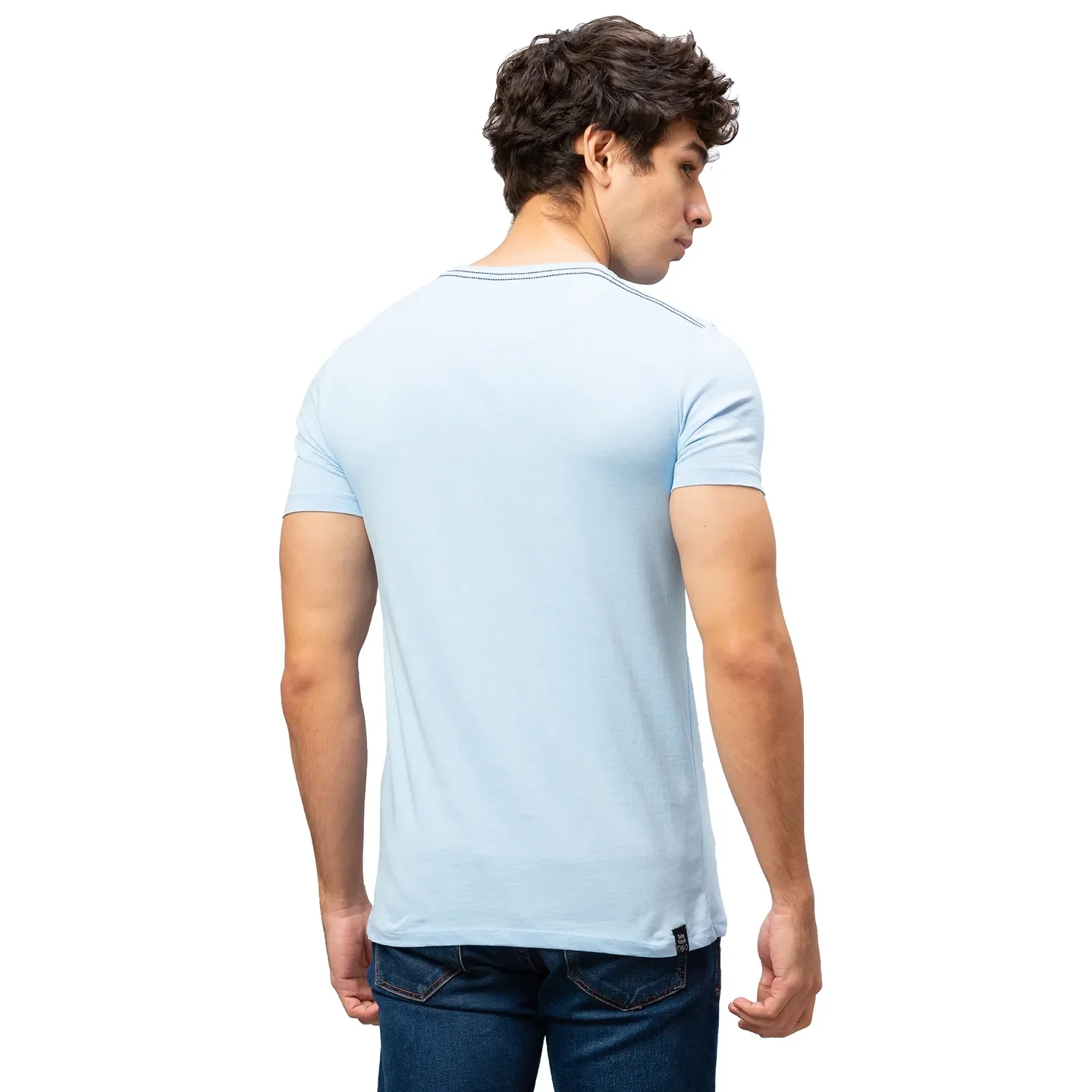 Blue Regular Fit Men's Short Sleeves T-Shirt by Being Human Clothing - Image 3