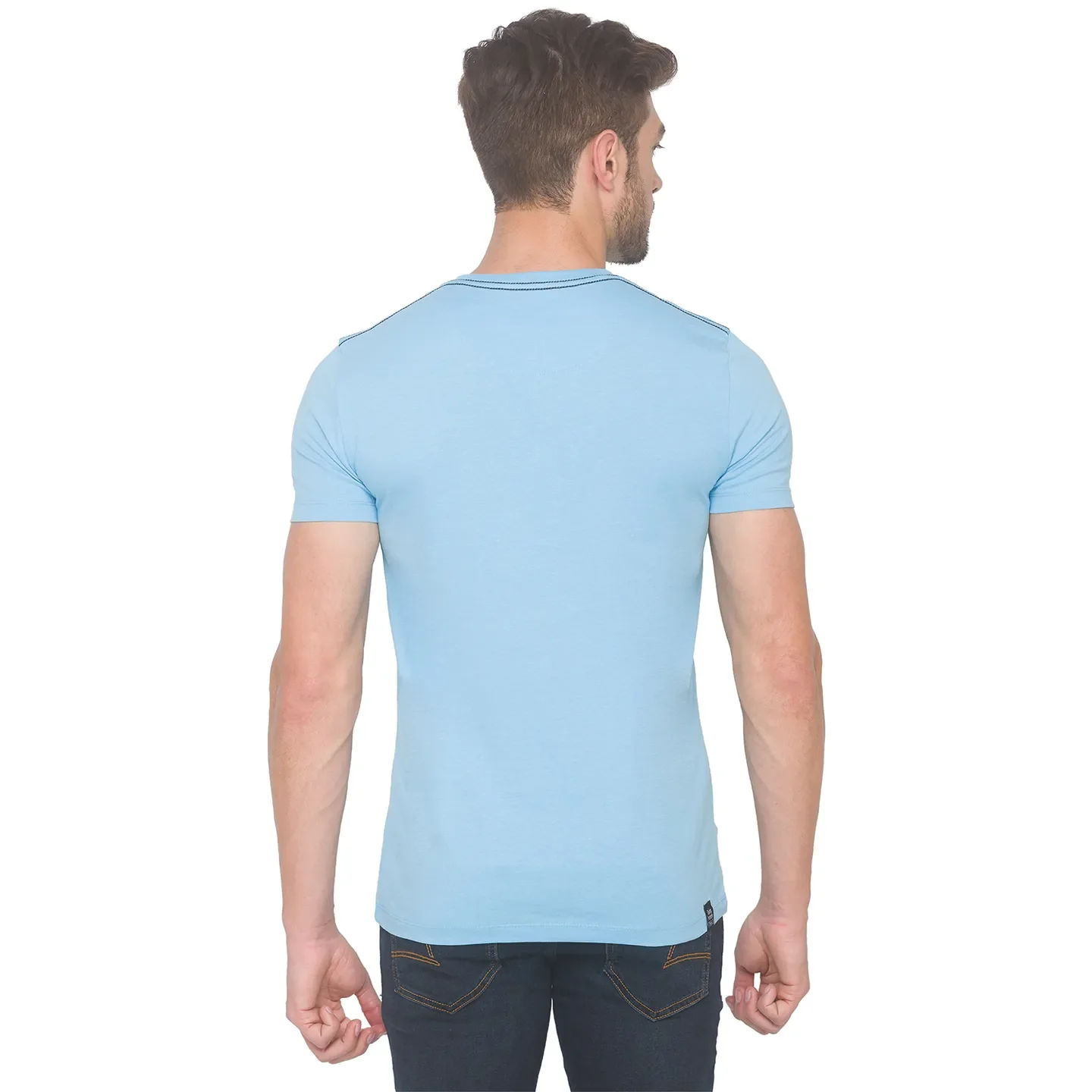 Blue Regular Fit Men's Short Sleeves T-Shirt by Being Human Clothing - Image 3