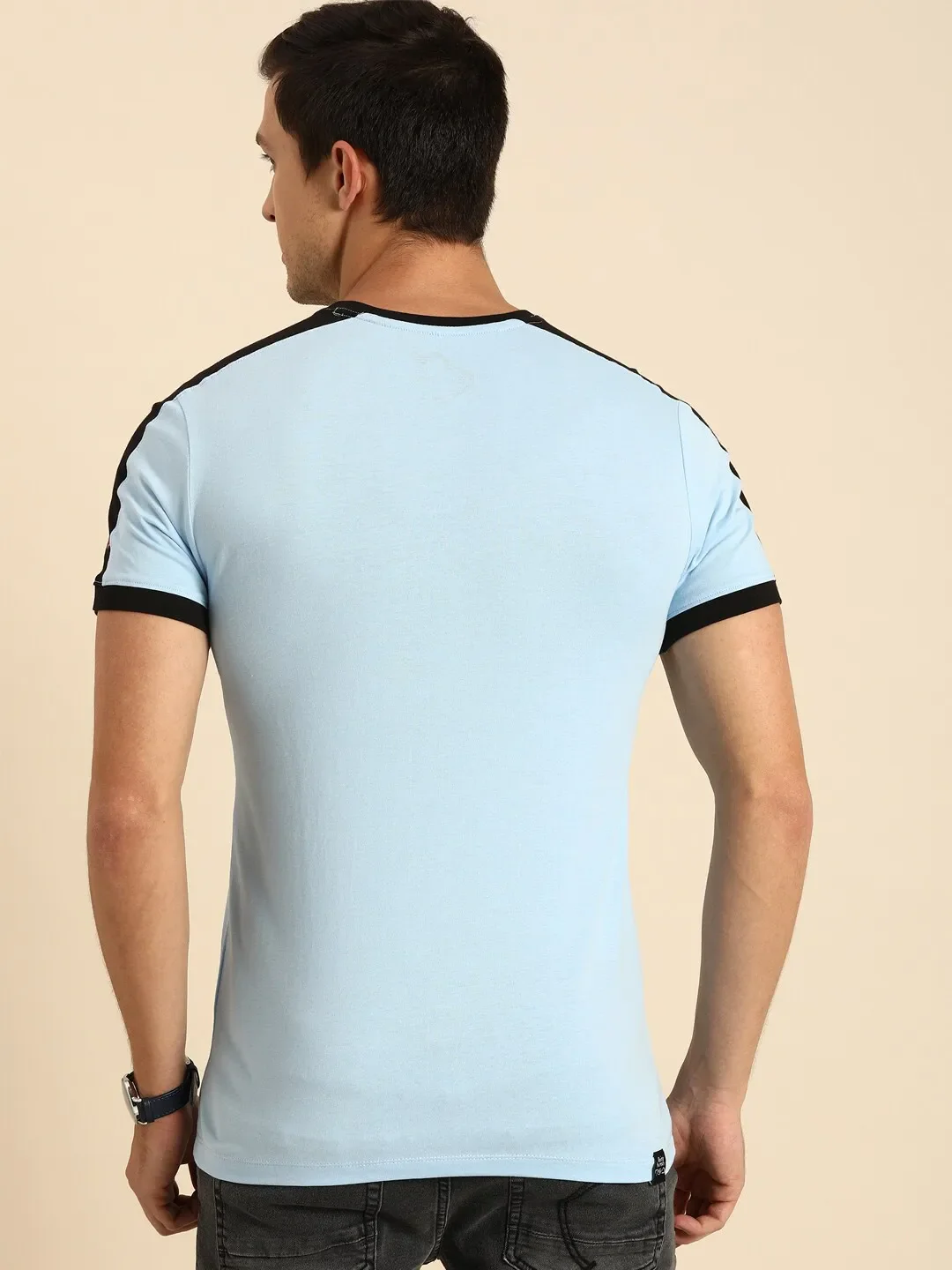 Blue Regular Fit Men's Short Sleeves T-Shirt by Being Human Clothing - Image 3