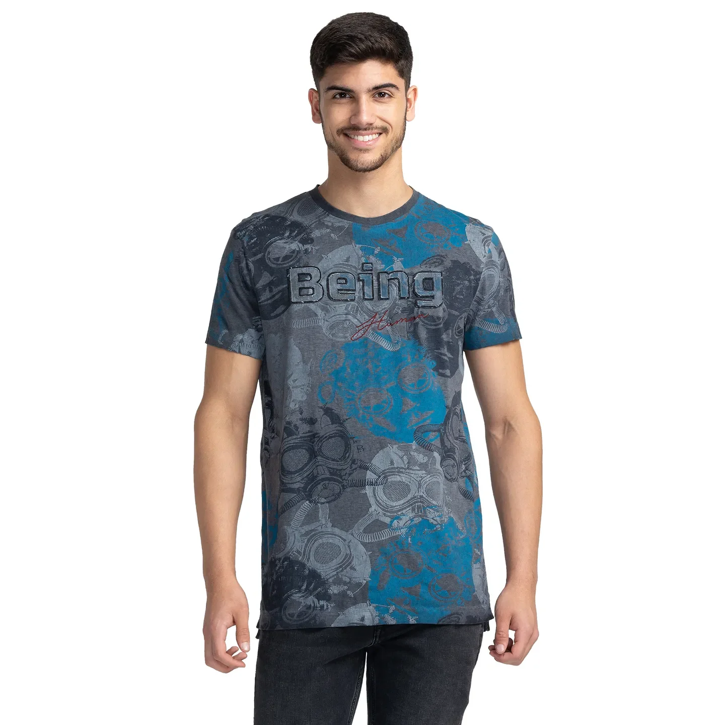 Grey Regular Fit Men's Short Sleeves T-Shirt by Being Human Clothing