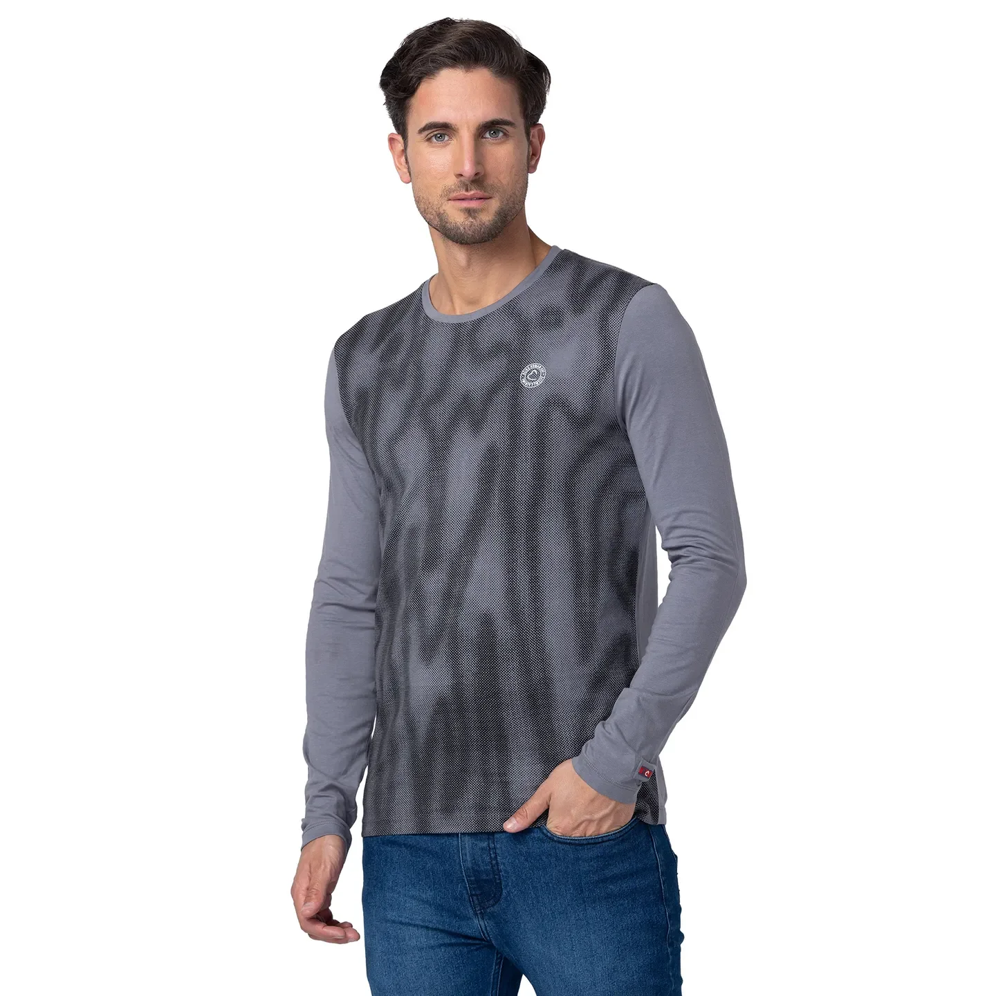 Grey Regular Fit Men's Long Sleeves T-Shirt by Being Human Clothing - Image 2