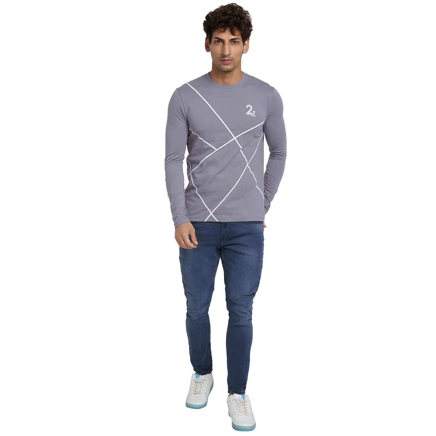Grey Regular Fit Men's Long Sleeves T-Shirt by Being Human Clothing - Image 5