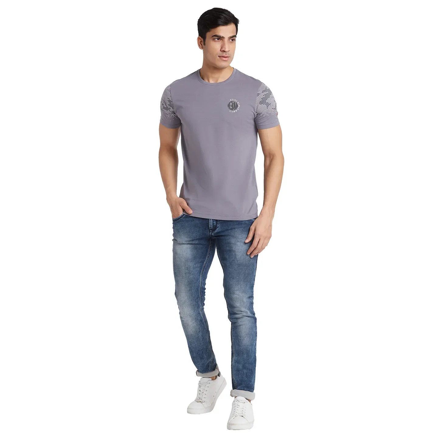 Grey Regular Fit Men's Short Sleeves T-Shirt by Being Human Clothing - Image 2