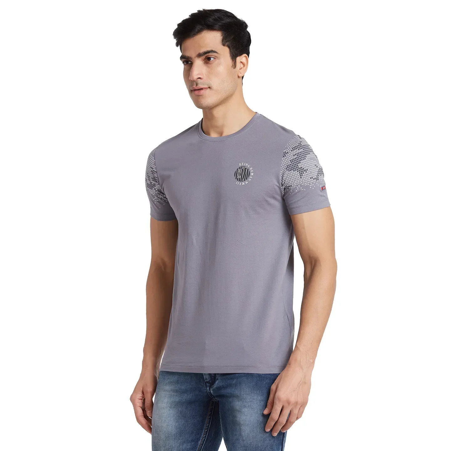Grey Regular Fit Men's Short Sleeves T-Shirt by Being Human Clothing - Image 4