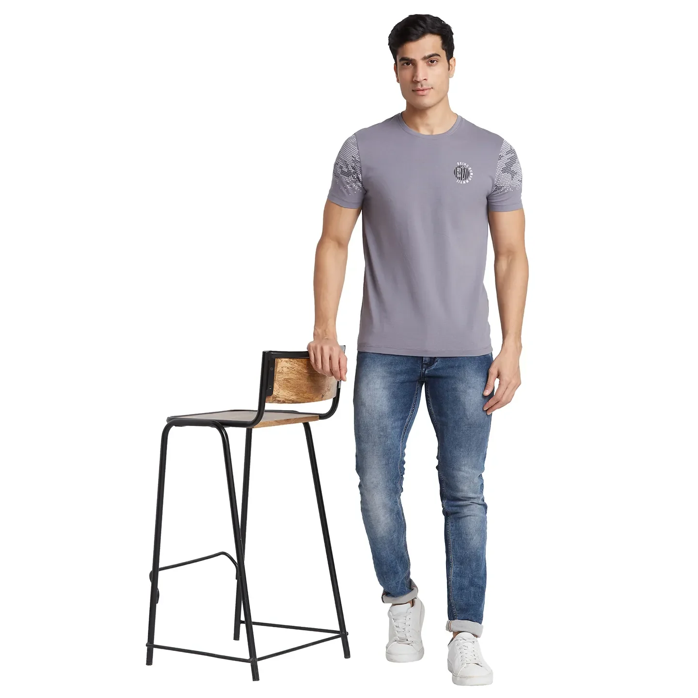 Grey Regular Fit Men's Short Sleeves T-Shirt by Being Human Clothing - Image 6