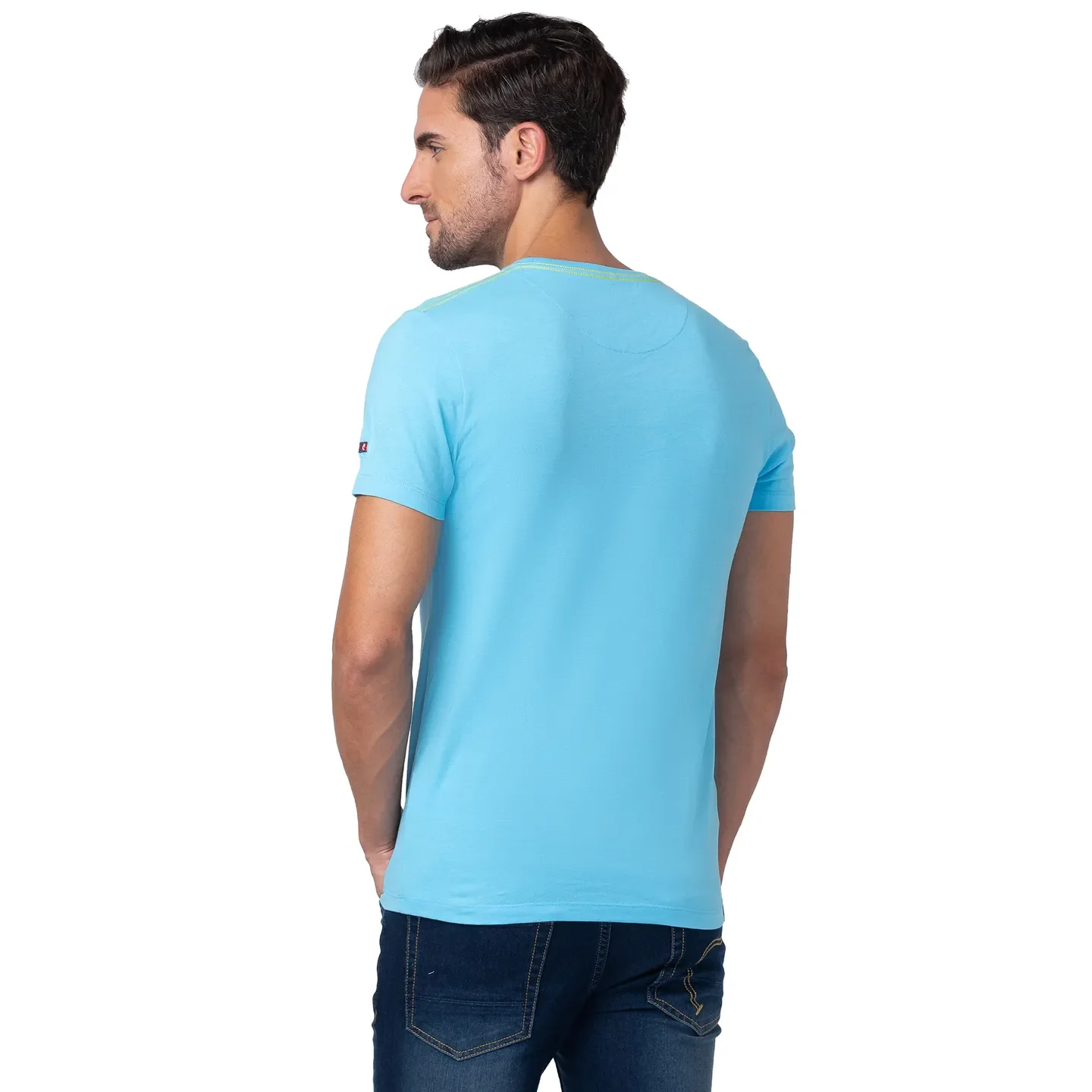 Blue Regular Fit Men's Short Sleeves T-Shirt by Being Human Clothing - Image 3