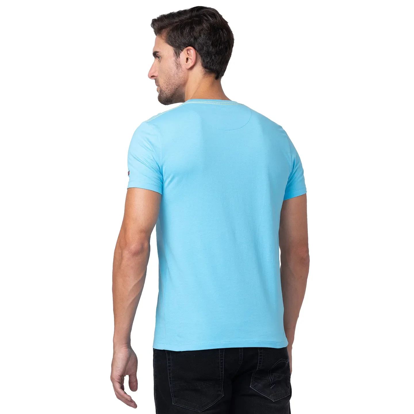 Blue Regular Fit Men's Short Sleeves T-Shirt by Being Human Clothing - Image 3
