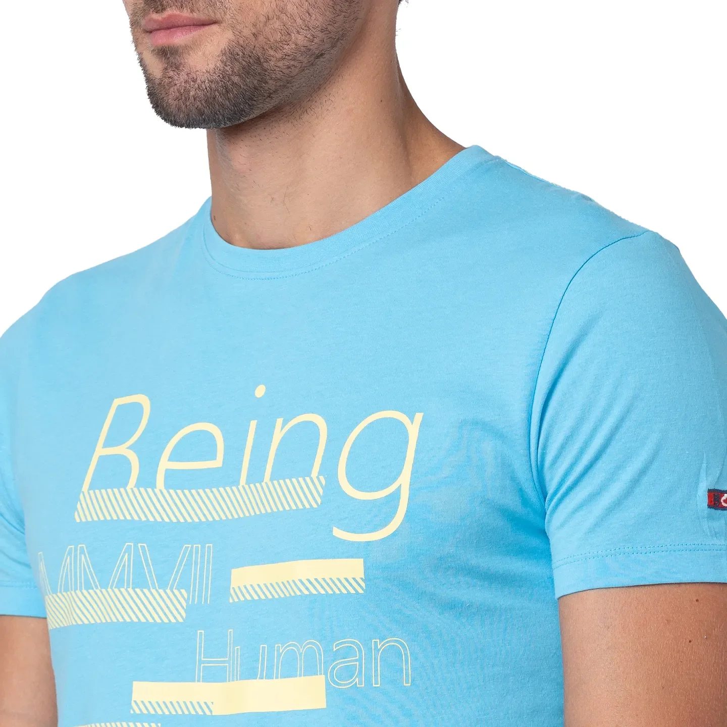 Blue Regular Fit Men's Short Sleeves T-Shirt by Being Human Clothing - Image 5
