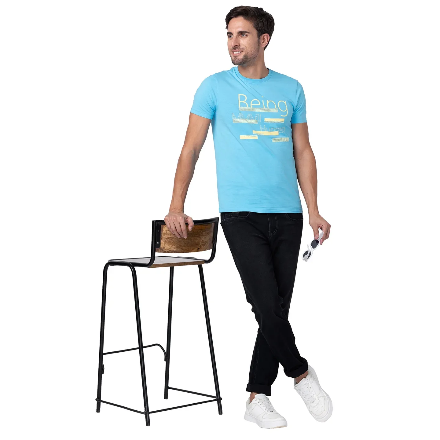Blue Regular Fit Men's Short Sleeves T-Shirt by Being Human Clothing - Image 6