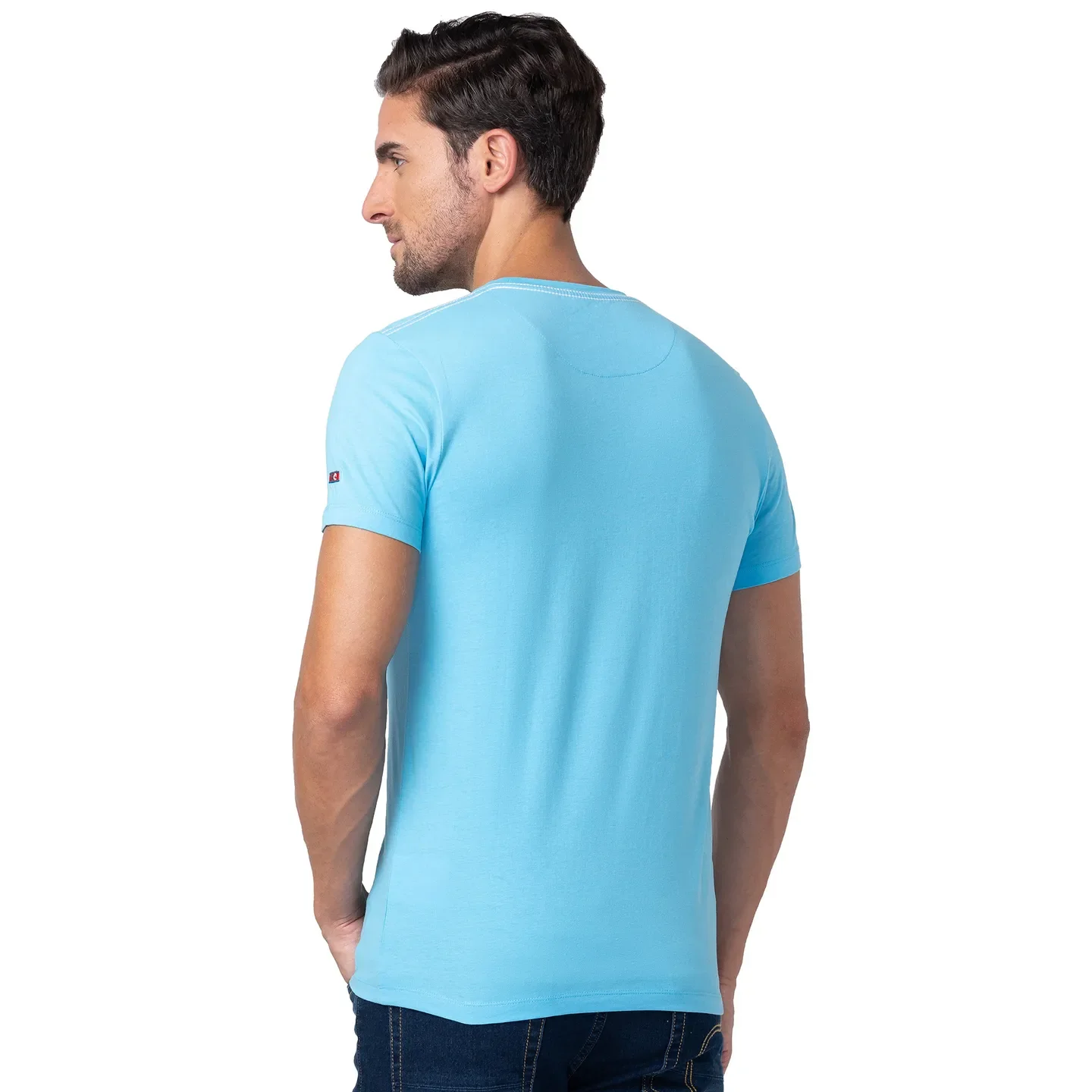 Splash Blue Regular Fit Round Neck Men's T-Shirt by Being Human Clothing - Image 3