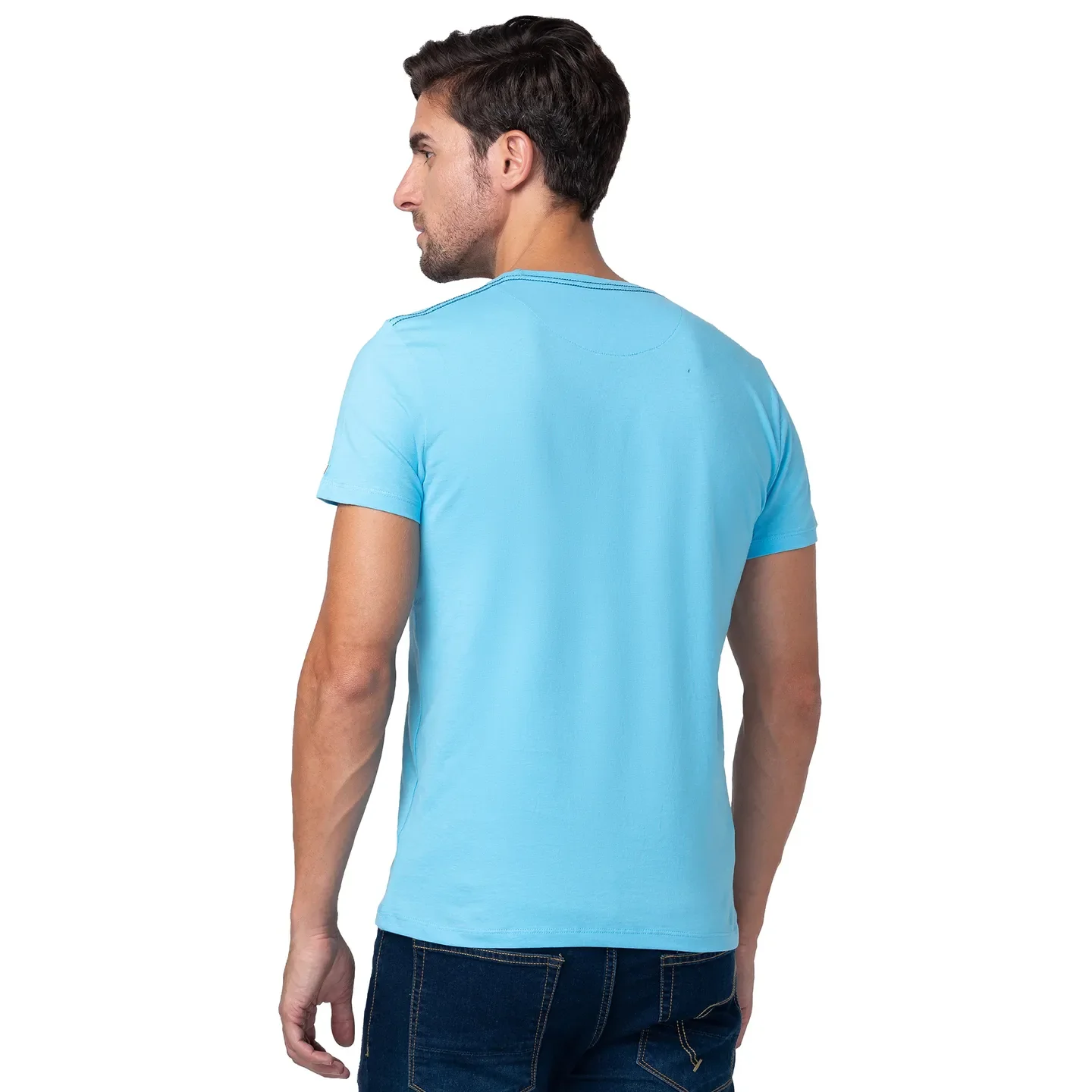 Blue Regular Fit Men's Short Sleeves T-Shirt by Being Human Clothing - Image 3