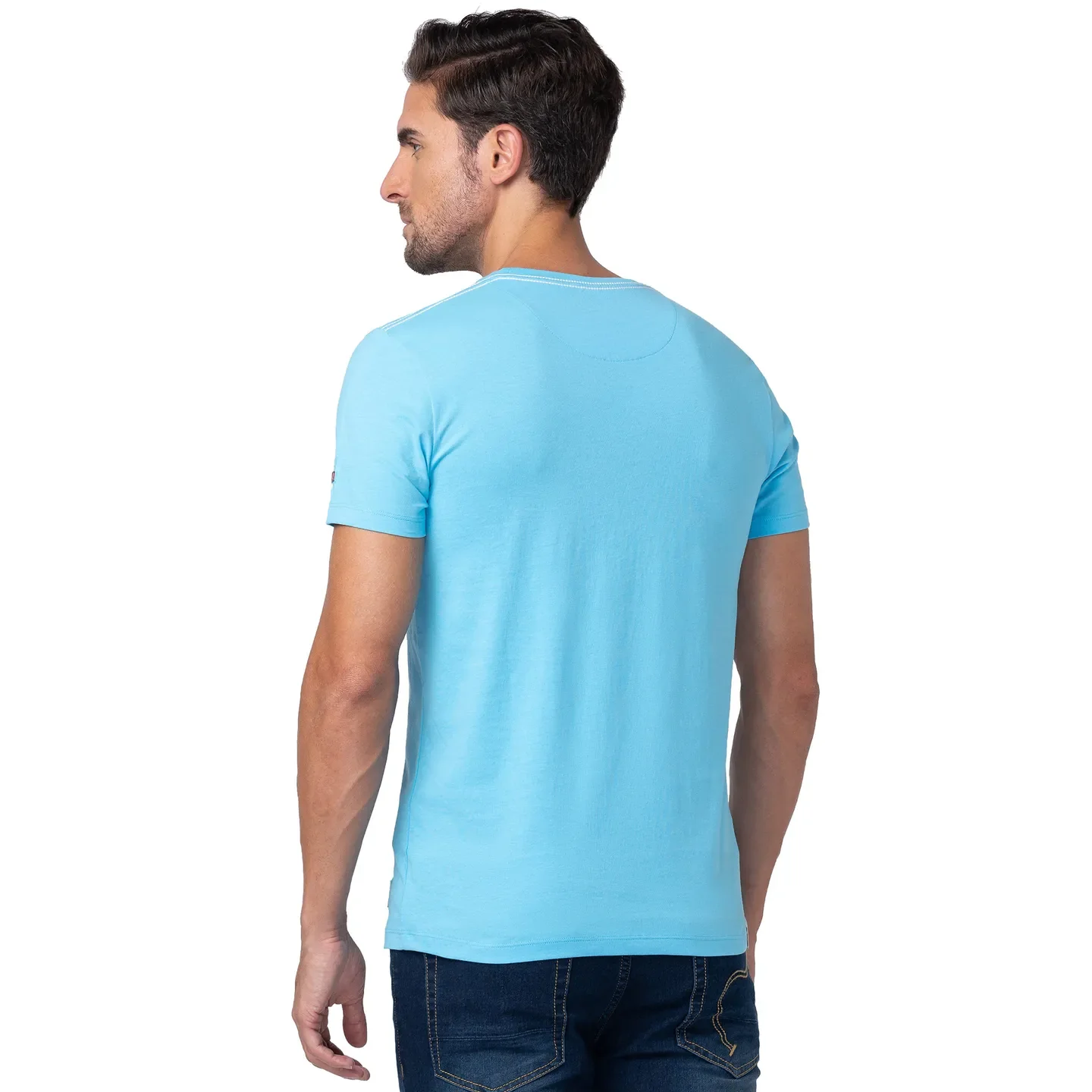 Blue Regular Fit Men's Short Sleeves T-Shirt by Being Human Clothing - Image 3