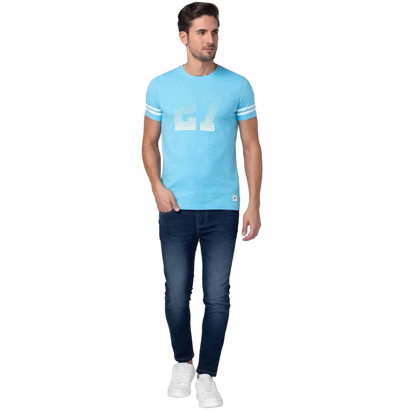 Blue Regular Fit Men's Short Sleeves T-Shirt by Being Human Clothing - Image 5
