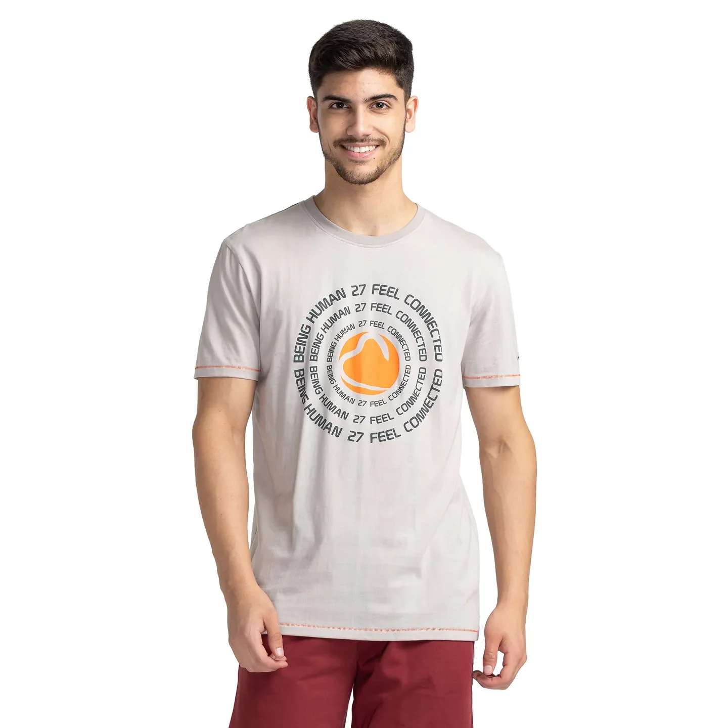 Grey Regular Fit Men's Short Sleeves T-Shirt by Being Human Clothing - Image 2