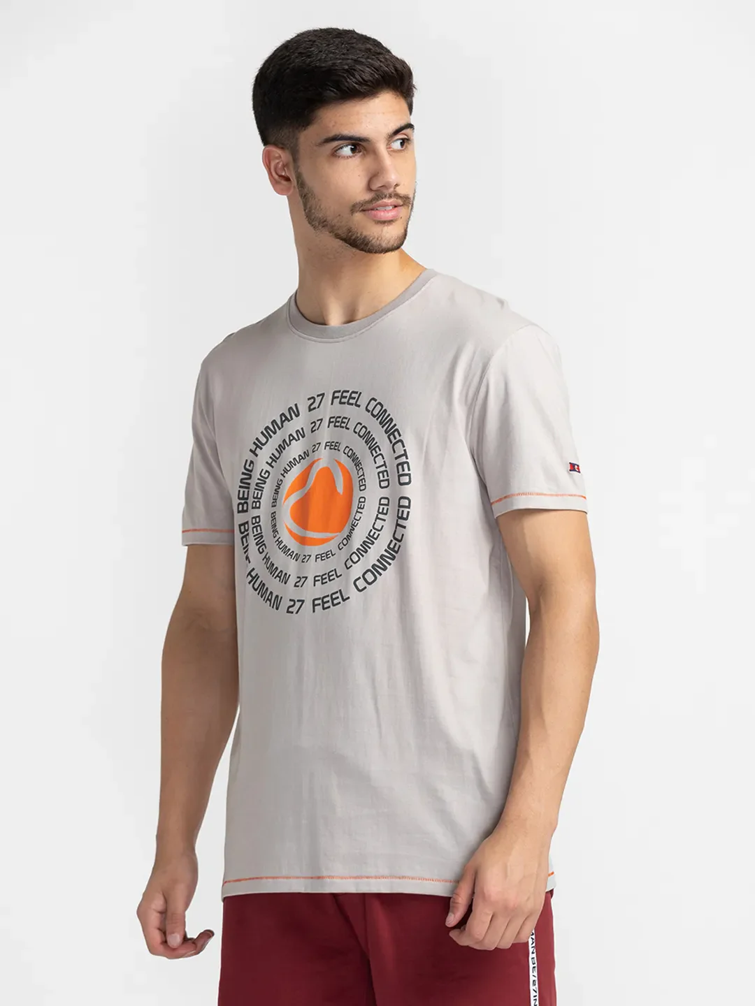 Grey Regular Fit Men's Short Sleeves T-Shirt by Being Human Clothing - Image 3