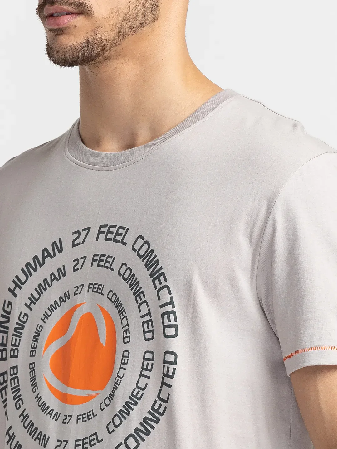 Grey Regular Fit Men's Short Sleeves T-Shirt by Being Human Clothing - Image 4