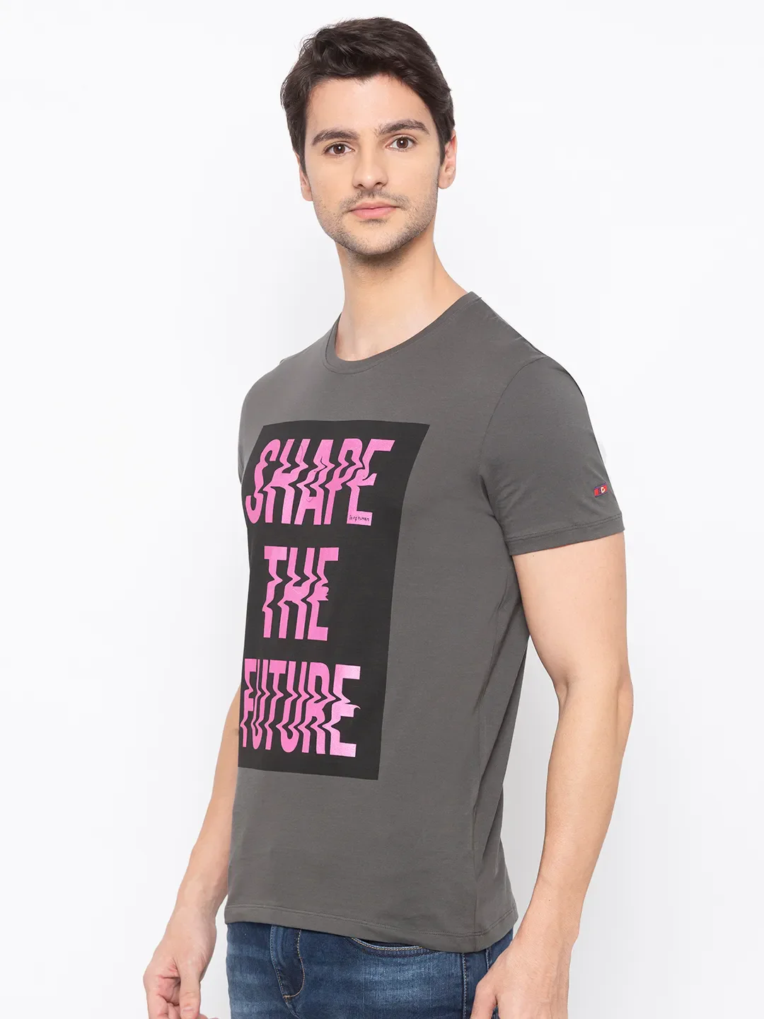 Stone Grey Regular Fit Round Neck Men's T-Shirt by Being Human Clothing - Image 2