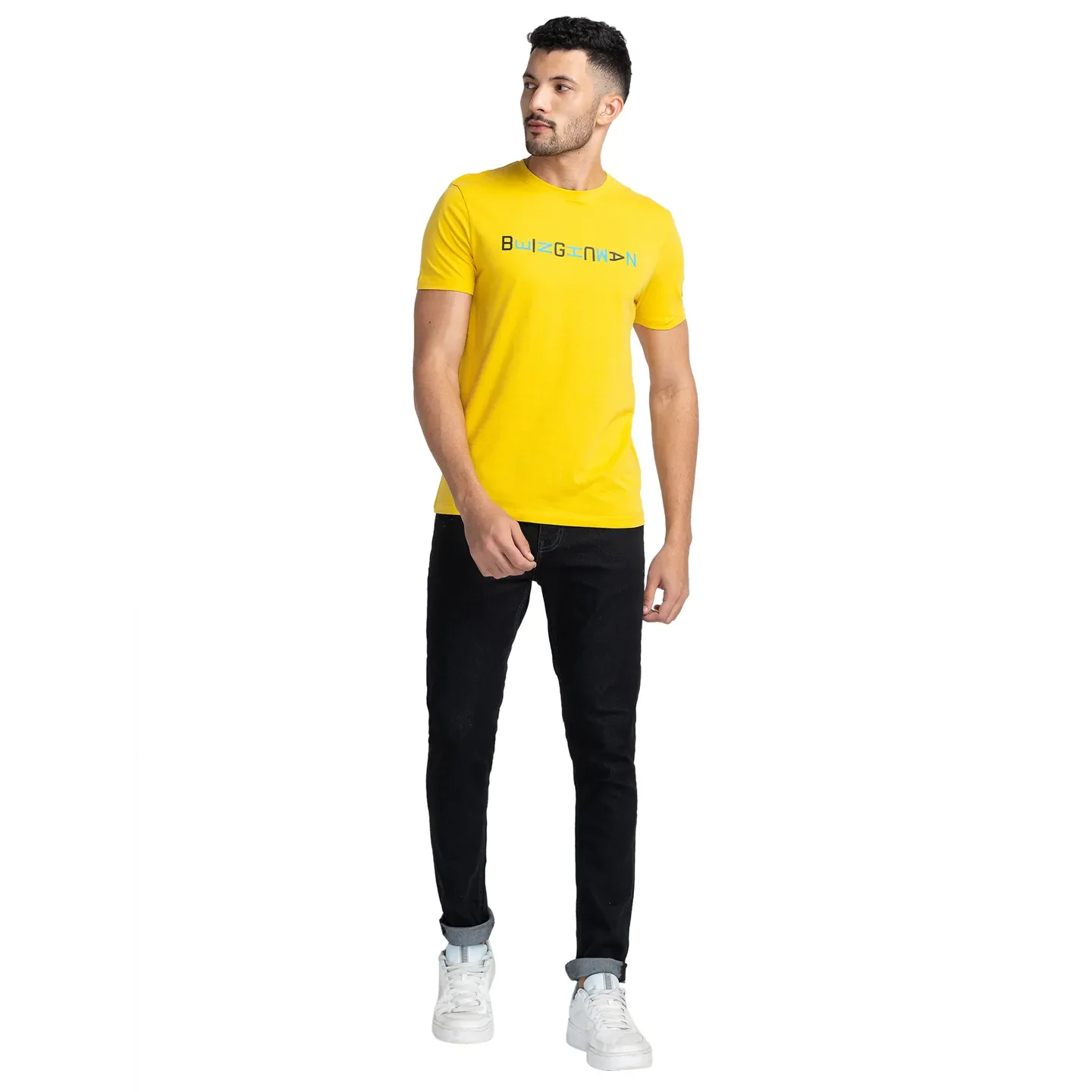 Yellow Regular Fit Men's Short Sleeves T-Shirt by Being Human Clothing - Image 2