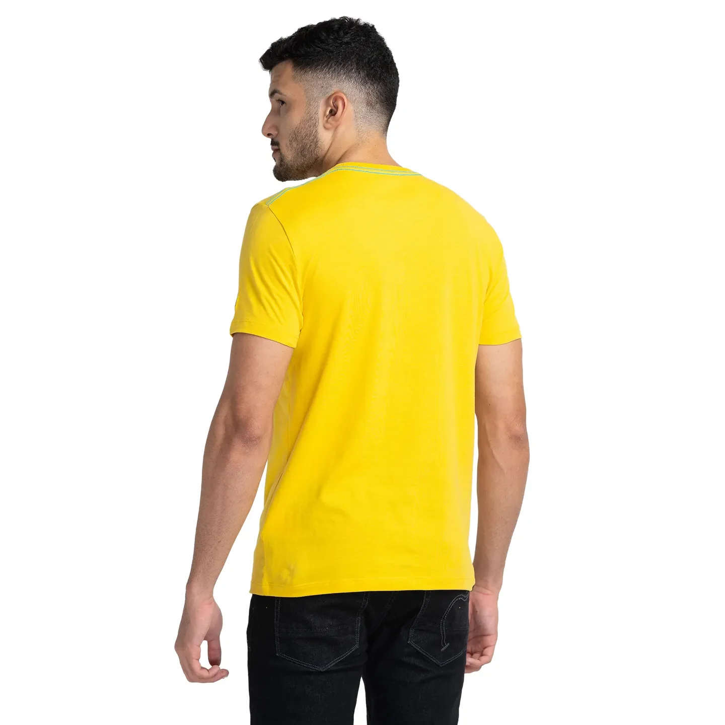 Yellow Regular Fit Men's Short Sleeves T-Shirt by Being Human Clothing - Image 3