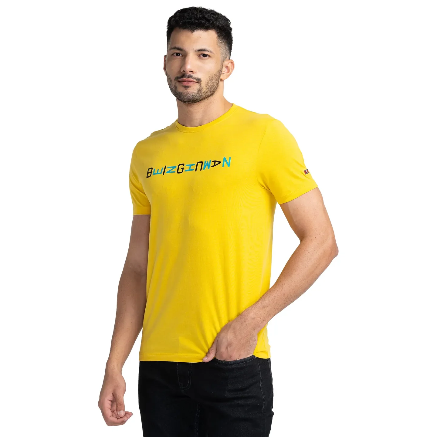 Yellow Regular Fit Men's Short Sleeves T-Shirt by Being Human Clothing - Image 4