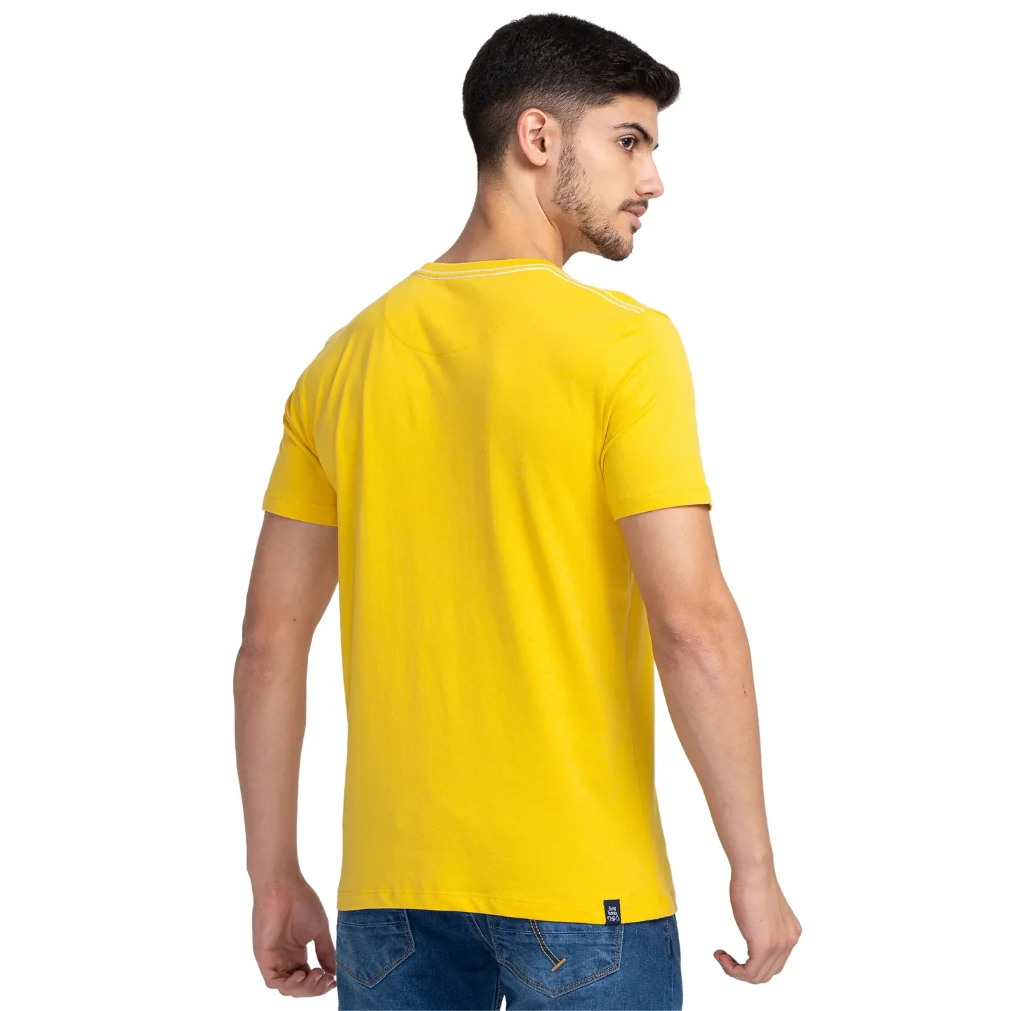 Yellow Regular Fit Men's Short Sleeves T-Shirt by Being Human Clothing - Image 3