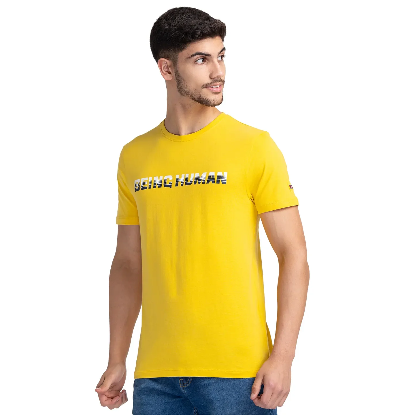 Yellow Regular Fit Men's Short Sleeves T-Shirt by Being Human Clothing - Image 4