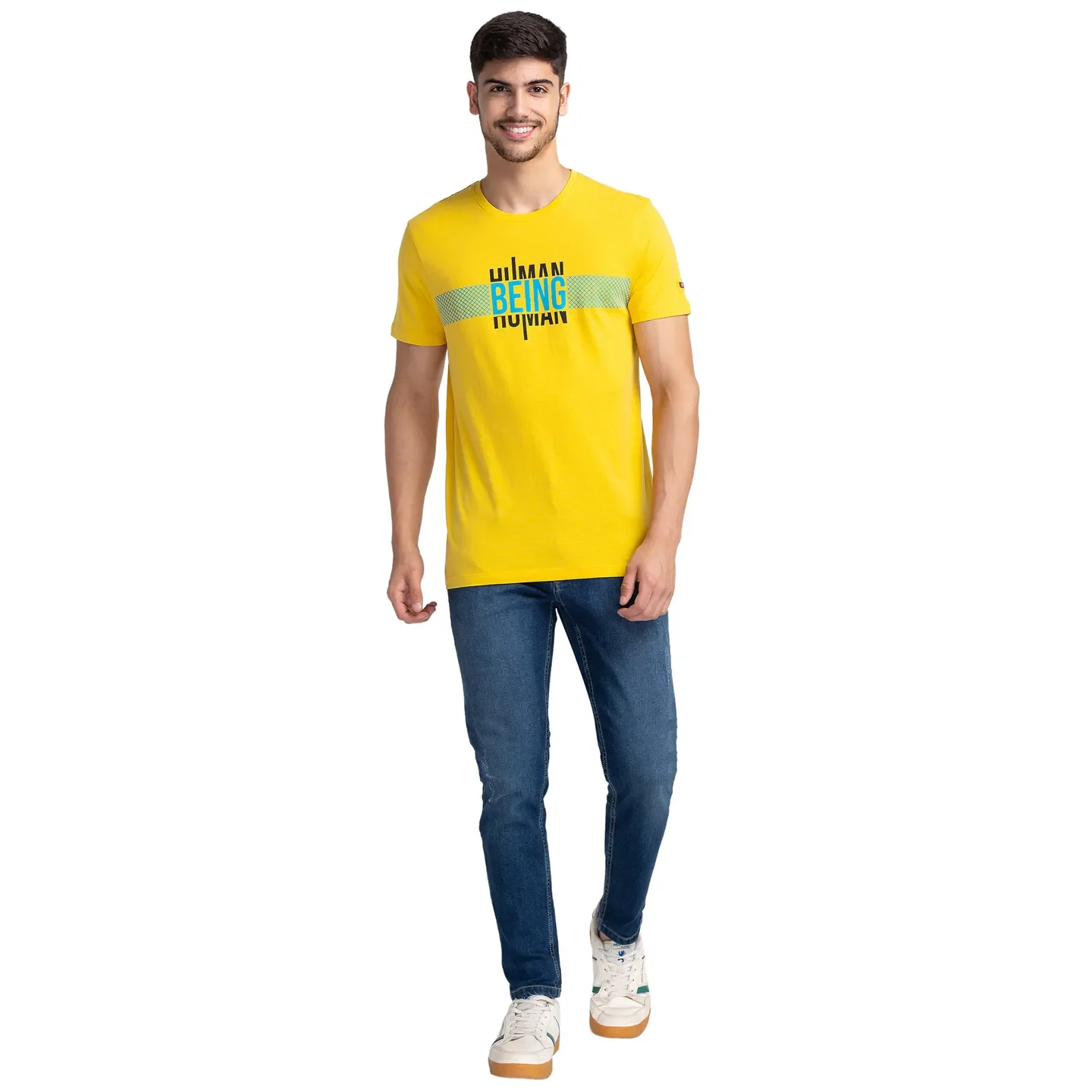 Yellow Regular Fit Men's Short Sleeves T-Shirt by Being Human Clothing - Image 2