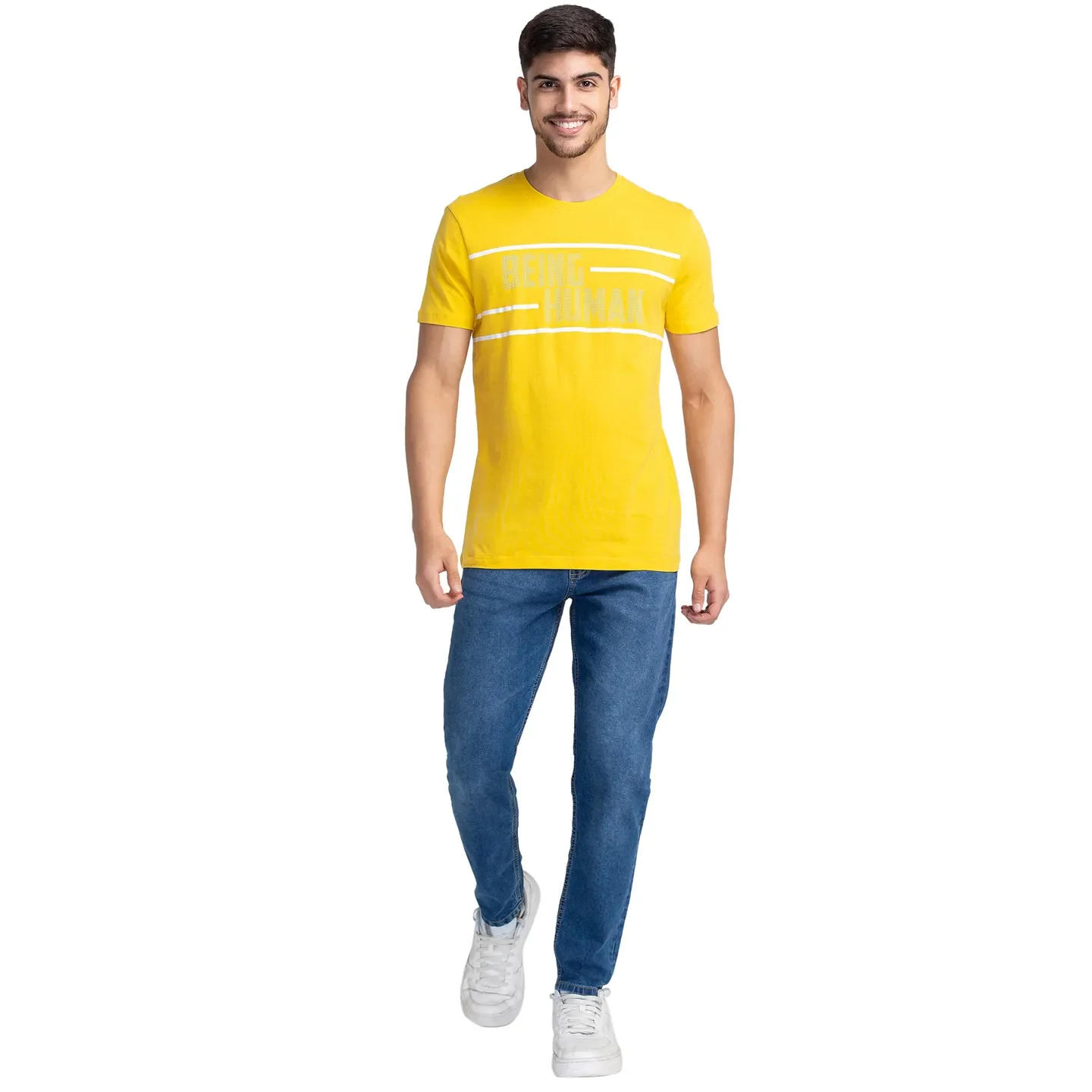 Yellow Regular Fit Men's Short Sleeves T-Shirt by Being Human Clothing - Image 2