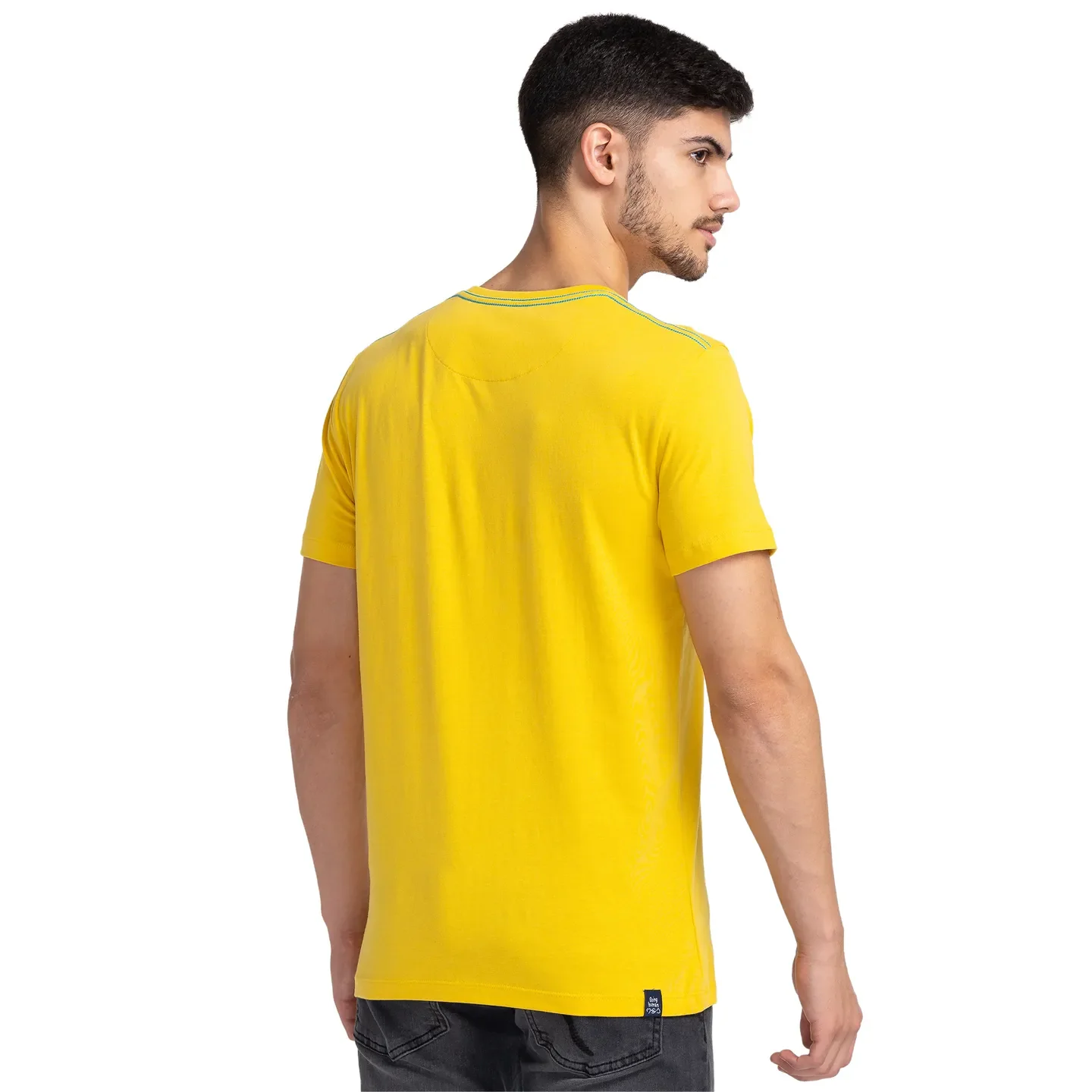 Yellow Regular Fit Men's Short Sleeves T-Shirt by Being Human Clothing - Image 3