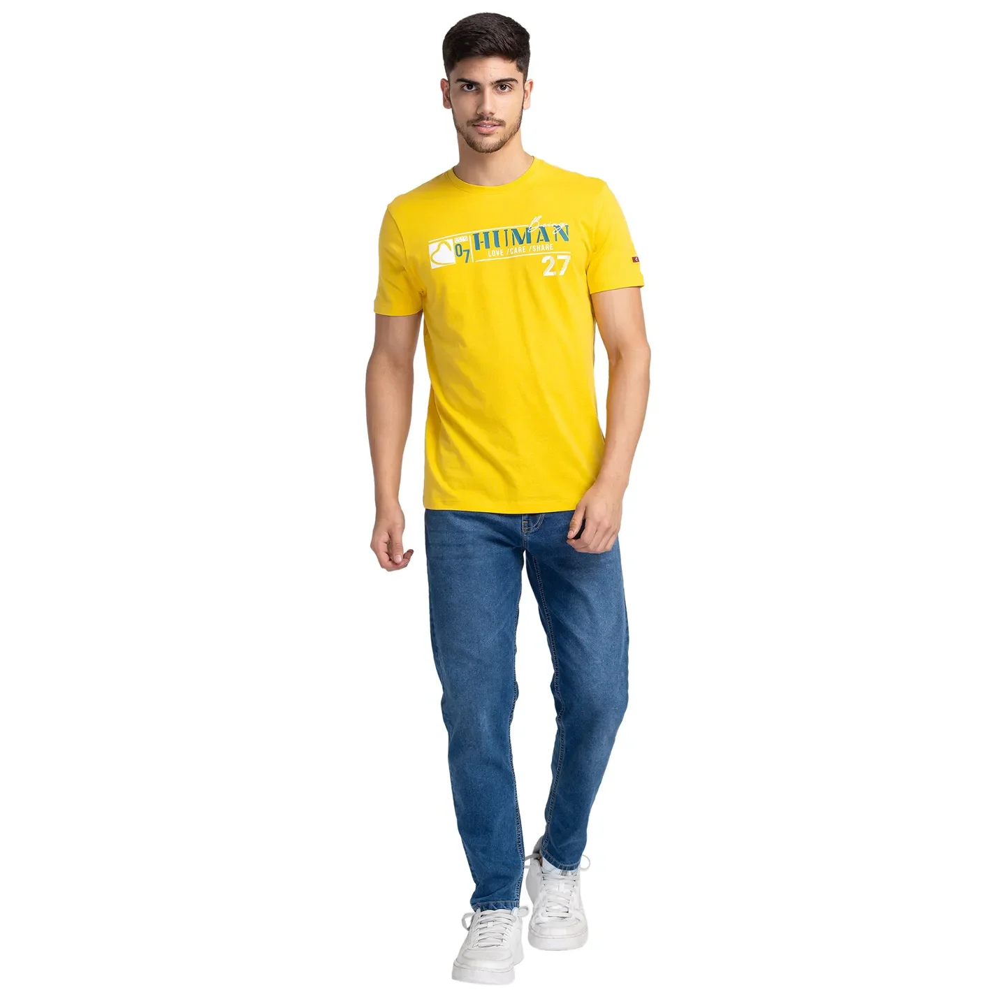 Yellow Regular Fit Men's Short Sleeves T-Shirt by Being Human Clothing - Image 2
