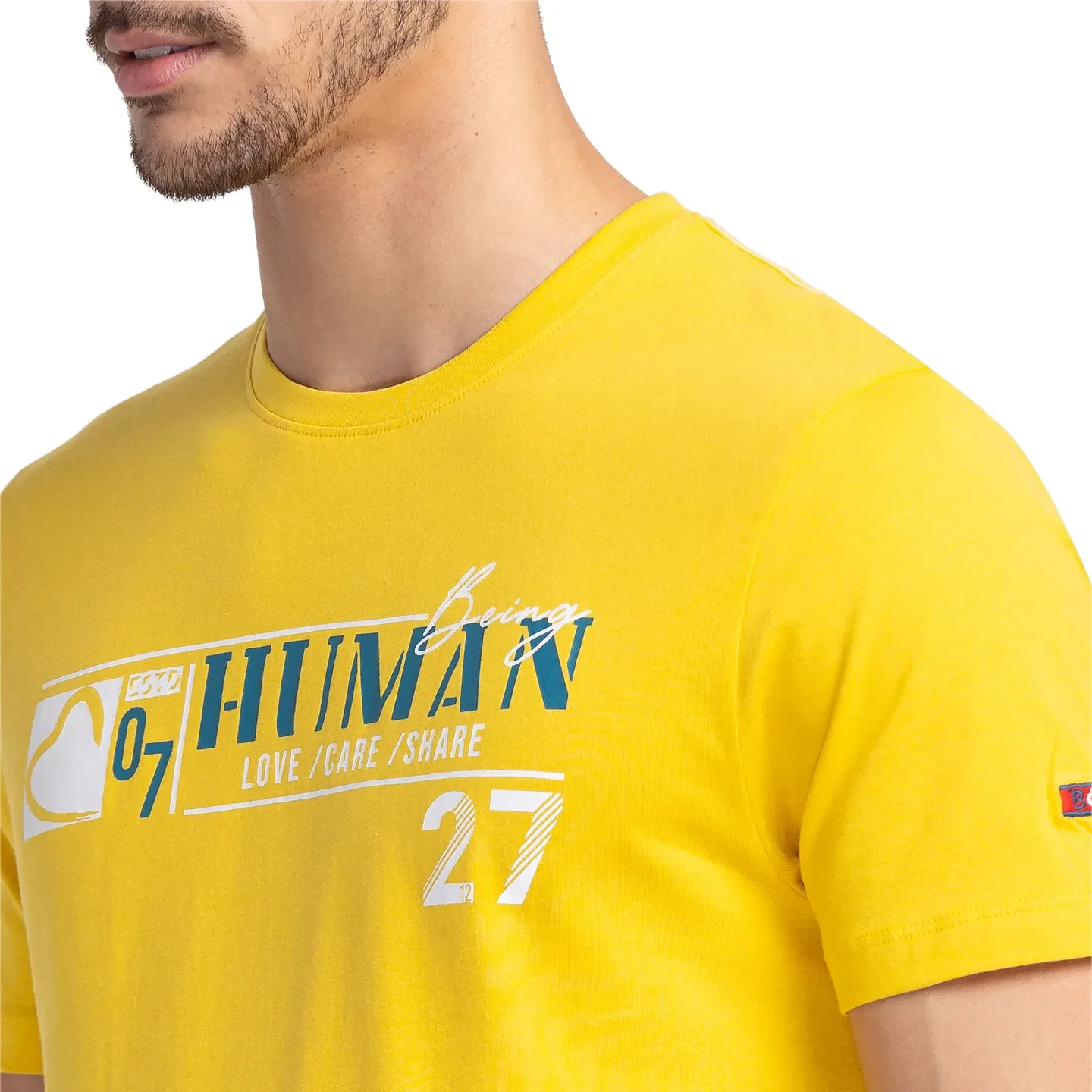 Yellow Regular Fit Men's Short Sleeves T-Shirt by Being Human Clothing - Image 5
