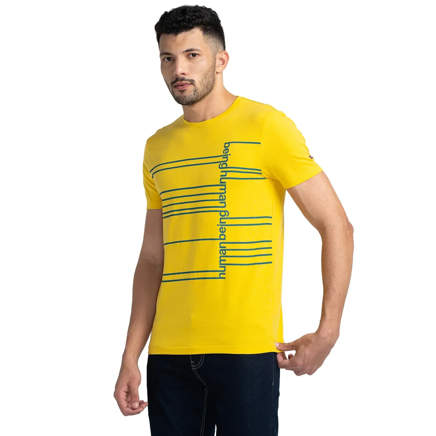 Yellow Regular Fit Men's Short Sleeves T-Shirt by Being Human Clothing - Image 4
